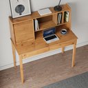 Ver imagem 4 de Mesa Estudo 110 cm Estante Madeira Rolltop 2 Gavetas Freijó Alisa Idimex