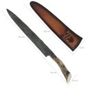 Ver imagem 4 de Faca Aço Damasco Artesanal 11' Cabo Chifre Roseta de Cervo 6mm Integral Churrasco