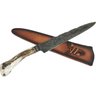 Faca Aço Damasco Artesanal 11' Cabo Chifre Roseta de Cervo 6mm Integral Churrasco - 1