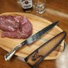 Faca Aço Damasco Artesanal 11' Cabo Chifre Roseta de Cervo 6mm Integral Churrasco - 2