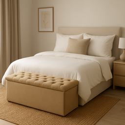 Calçadeira Bau 140cm Casal Suede Bege - 2
