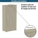 Ver imagem 7 de Armário Alto P25 Pandin 80 Cm (largura) em Mdp Cor Castanheira Natural com 2 Portas e 3 Prateleiras