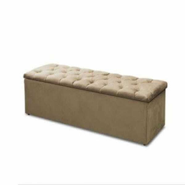 Calçadeira Bau 140cm Casal Suede Bege