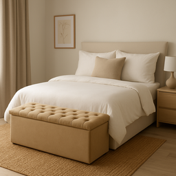 Calçadeira Bau 140cm Casal Suede Bege - 2