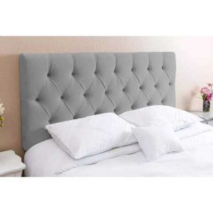 Cabeceira Para Cama Casal Estofada Box Cinza Suede Paris 1.40m