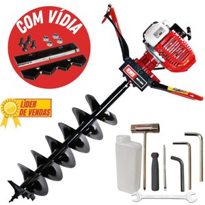 Perfurador de Solo á Gasolina Kawashima ED52 52cc 2 Tempos Forte e Resistente Com Broca 200mm