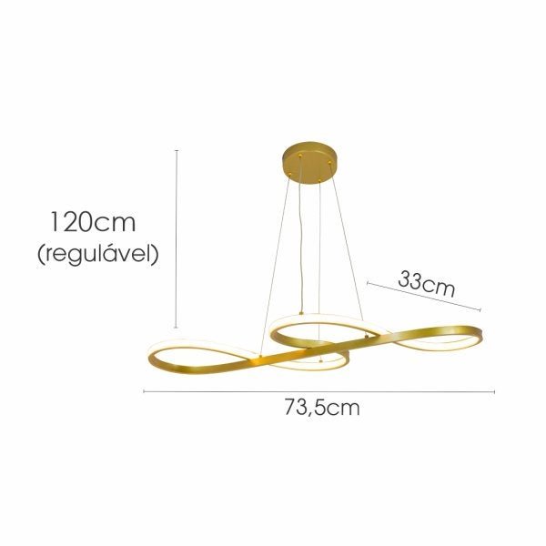 Luminária Unlimited Dourado 36w 73,5x33 Led 4000k - 3