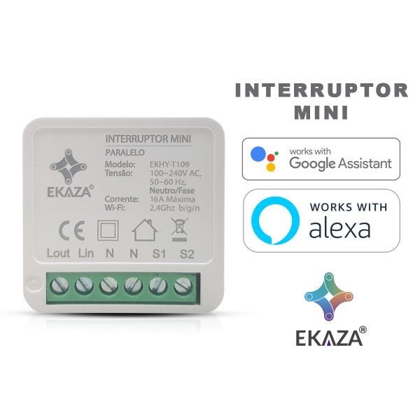 Interruptor Mini Inteligente Paralelo 1Ch 10A Alexa Google - 3