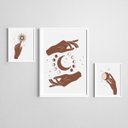 Ver imagem 1 de Kit 3 Quadros Moldura Branca Mãos e Lua 20x30cm e 40x60cm
