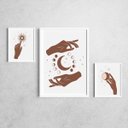 Ver imagem 2 de Kit 3 Quadros Moldura Branca Mãos e Lua 20x30cm e 40x60cm