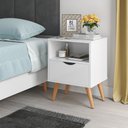 Ver imagem 1 de Mesa de Cabeceira Fox Prado Luxo 1g Pés Palito Retro - Branco
