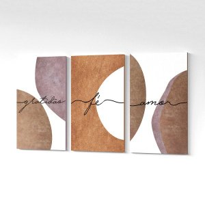 Quadro Mdf Gratidão Fé Amor Minimalista Frases 90x60cm