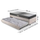 Ver imagem 2 de Bicama Box Solteiro Linho 88x188x28 Cm com Colchão Dual Firm Espuma Ecoflex