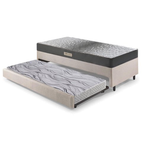 Bicama Box Solteiro Linho 88x188x28 Cm com Colchão Dual Firm Espuma Ecoflex