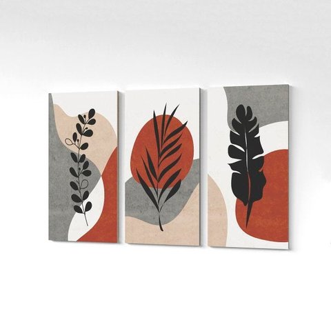 Quadro Canvas Minimalista Plantas Folhas Colorido 125x65cm