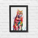 Ver imagem 3 de Kit 3 Quadros Moldura Preta Cachorro Gato Colorido 20x30cm