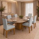 Ver imagem 3 de Kit 6 Cadeiras Blend Design Estofado Pés Madeira Maciça Sala de Jantar Contemporânea Premium - Cinza