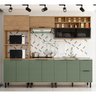 Cozinha Modulada Completa MDF 5 Peças Lombardia com Porta de Vidro - cor Freijó Jade - 1
