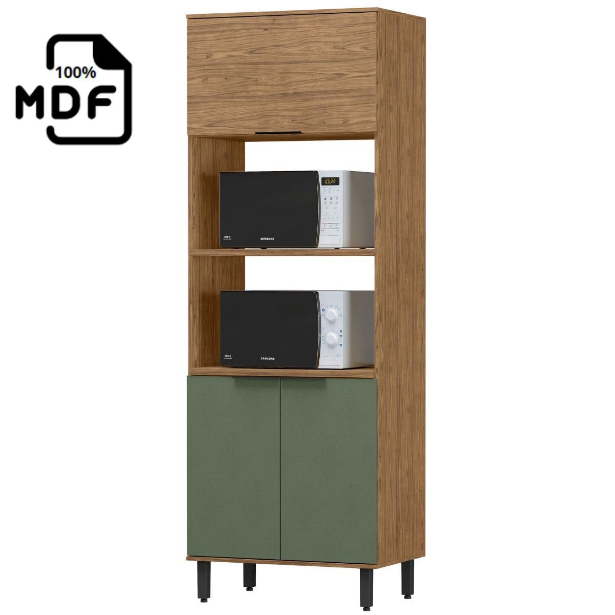 Cozinha Modulada Completa MDF 5 Peças Lombardia com Porta de Vidro - cor Freijó Jade - 7