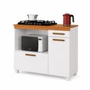 Ver imagem 2 de Balcão Cooktop 4 Bocas Tampo MDF 2 Portas 1 Gaveta com Nicho Micro-Ondas Cronos Espresso Móveis