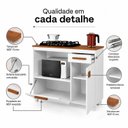 Ver imagem 7 de Balcão Cooktop 4 Bocas Tampo MDF 2 Portas 1 Gaveta com Nicho Micro-Ondas Cronos Espresso Móveis