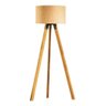 Abajur de Chão Alto Tripé Moderno Madeira Cedro Eros com Cúpula Tecido Bege - para Sala Quarto Escri - 4