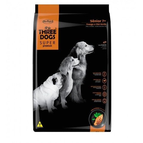 Three Dogs Super Premium Senior 7+, Frango e Cha Verde , 3k