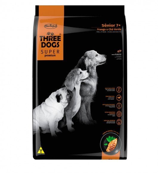 THREE DOGS SUPER PREMIUM SENIOR 7+, FRANGO E CHA VERDE , 3K