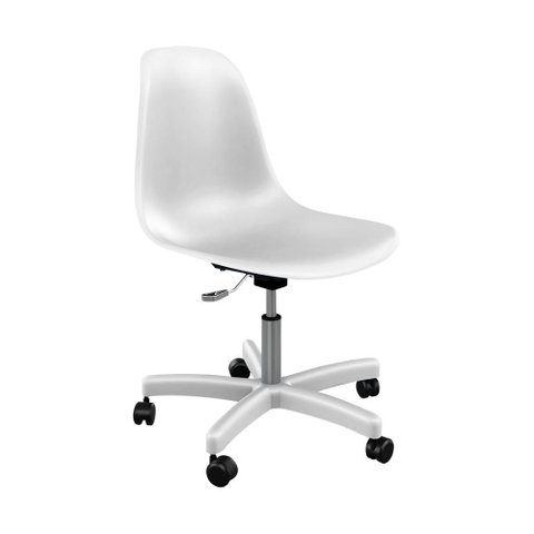 Cadeira Office Eames Colors Cor Branco com Base em Aço Confortável e Ergonômica