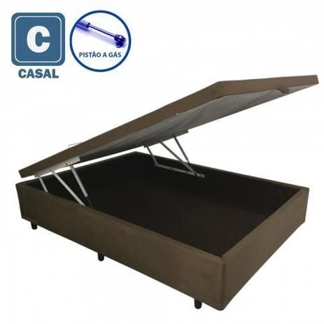 Cama Box Baú Casal Luxo Sintético Marrom 40x138x188 - 1