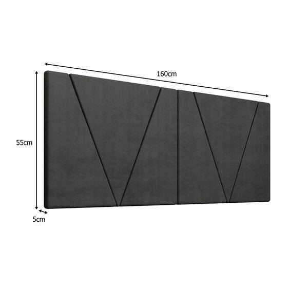 Painel Estofado 2 Mesas de Cabeceira Queen 160 Nobre Cinza - 3