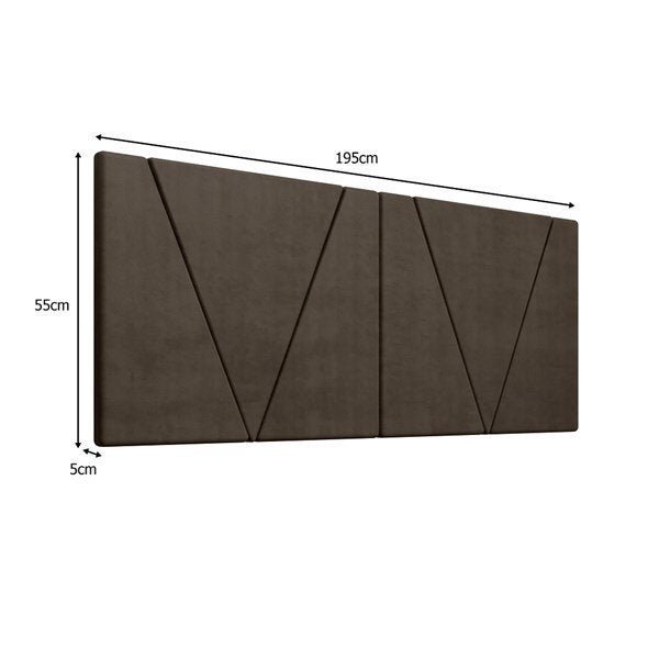 Painel Estofado e Mesa de Cabeceira King 195 Nobre Marrom - 3