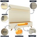 Ver imagem 4 de Painel e Rack com Led Pés Madeira Royal Nobre Off White Naturale - Gelius