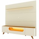 Ver mais imagens de Painel e Rack com Led Pés Madeira Royal Nobre Off White Naturale - Gelius