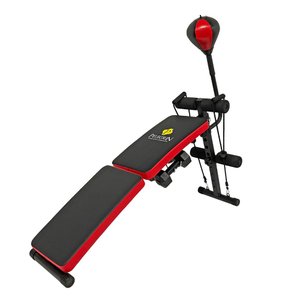 Prancha de Abdominal com Halteres e Cordas Pelegrin PEL-FIT44 Preta e Vermelha