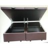 Cama Box Queen Size Luxo com Baú Pistão A Gás Marrom Bipartido - 158x198 - Corino Marrom - 1