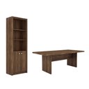 Ver imagem 1 de Escritório com Mesa para Computador Simples com Armário Pareteleira 2 Portas Nogal - Fdecor