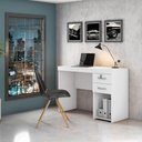 Ver imagem 2 de Mesa para Escritorio Escrivaninha 2 Gavetas com Chave 120cm Branca - JCM