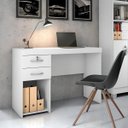 Ver imagem 1 de Mesa para Escritorio Escrivaninha 2 Gavetas com Chave 120cm Branca - JCM