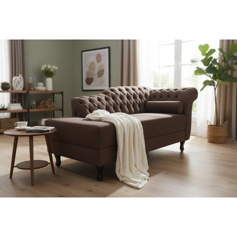 Recamier Decorativo Divã Styllus Lado Esquerdo Couro Marrom
