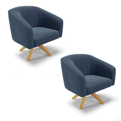 Cadeira Sala de Jantar Giratória Ma30 Kit 2 Stella Suede D03 - D’Rossi