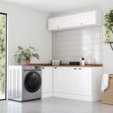 Ver imagem 1 de Lavanderia Modulada 05 Peças 100% MDF com Balcão Canto Reto e Tampo Branco HP/Nature Emilly