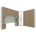 Ver imagem 1 de Quarto Modulado Casal Seletto 5 Peças com Closet Areia/Jequitibá e Espelho - Móveis Henn