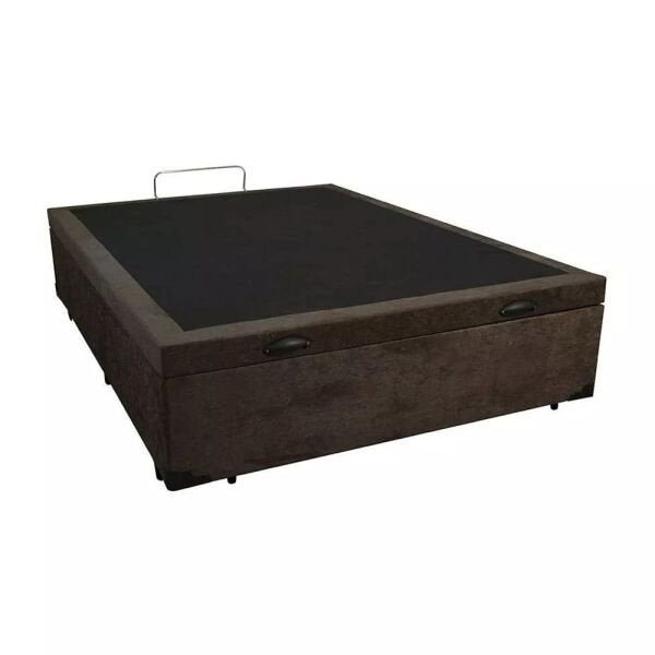 Cama Box Baú Casal Luxo 138x188 com Pistão A Gás Suede Marrom - 2