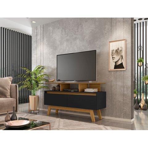 Rack Sala Rubi 1.20 para TV 50 Pol. Preto/Cinamomo