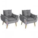 Ver imagem 1 de Kit 02 Poltrona Opala Suede Cinza