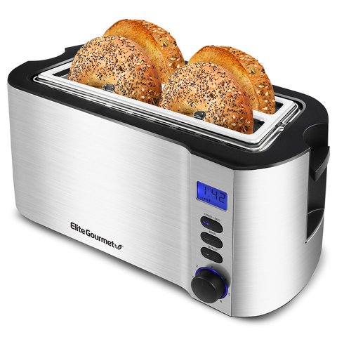Elite Gourmet Torradeira 2 Fatias Extra Larga 1.25" com 6 Níveis (inox)