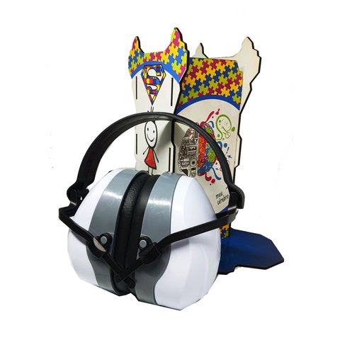 Abafador Branco 26 Db para Autistas com Suporte Exclusivo Autismo Coleção Tea e Amor Nsupbranco9