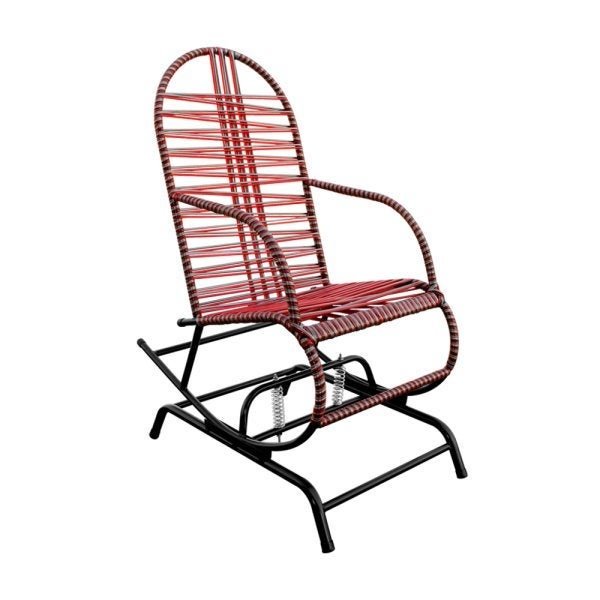 Cadeira de Balanço para Jardim Adulta Fio Duplo Prata e Vermelha - 1