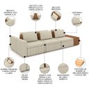 Ver imagem 3 de Sofá Ilha e Puff Sala Living 335cm Siesta M22 Linho Cru/marrom - Mpozenato